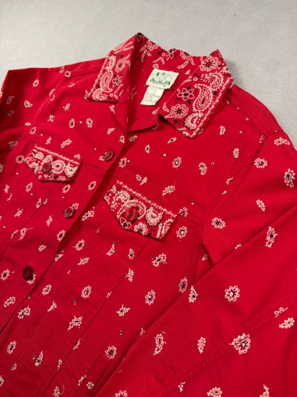 Quacker Factory Womens Bandana Western Jacket Size L Americana Embroidered - Picture 3 of 14